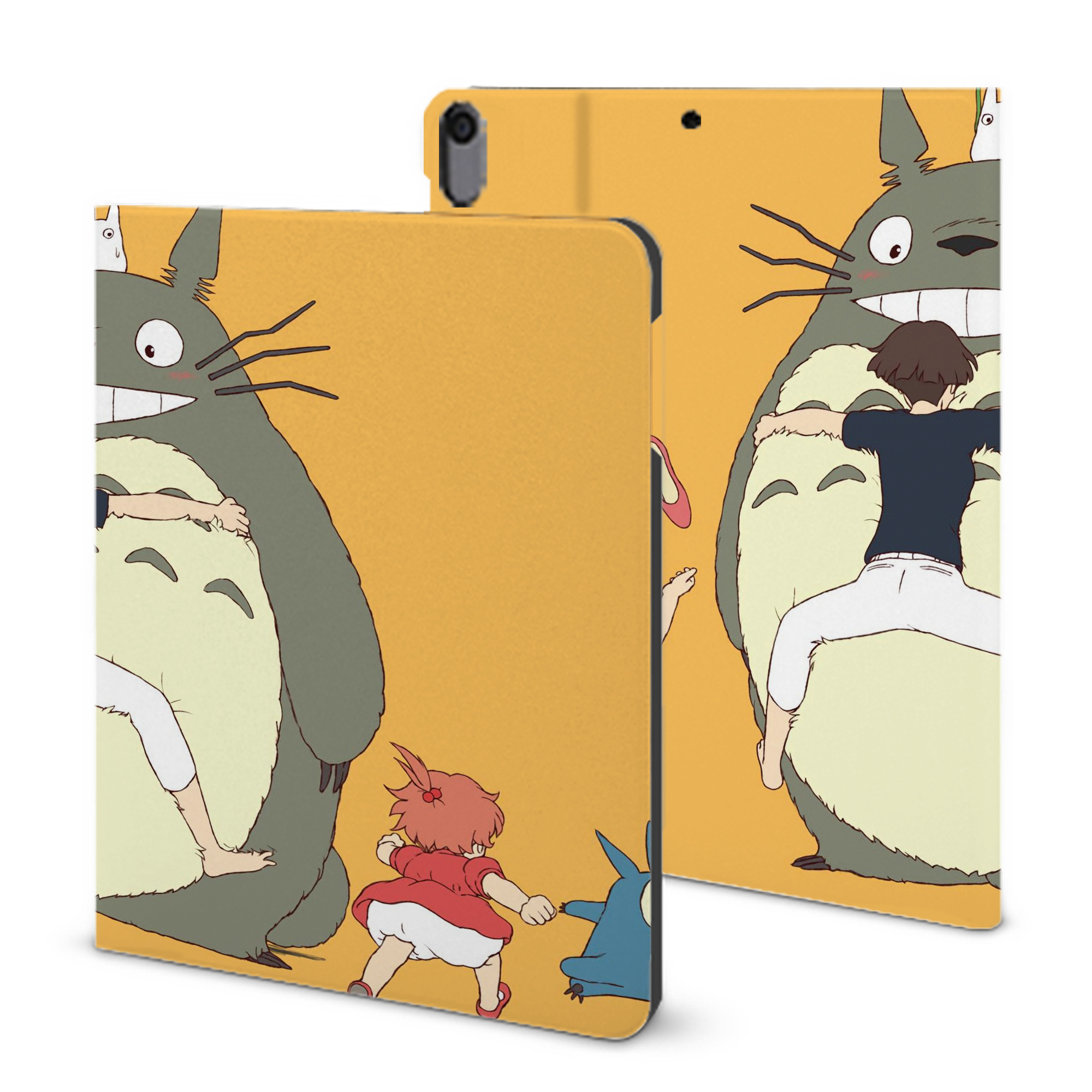 （画像用） となりのトトロ 草壁メイ 草壁サツキ My Neighbor Totoro Satsuki Kusakabe Mei Kusakabe IPad ケース ブック型 PUレザー TPU 耐衝撃 軽量 薄型 ペン収納なし 全面保護 IPad 各モデル対応